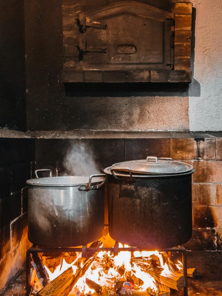 pot under a fire stove